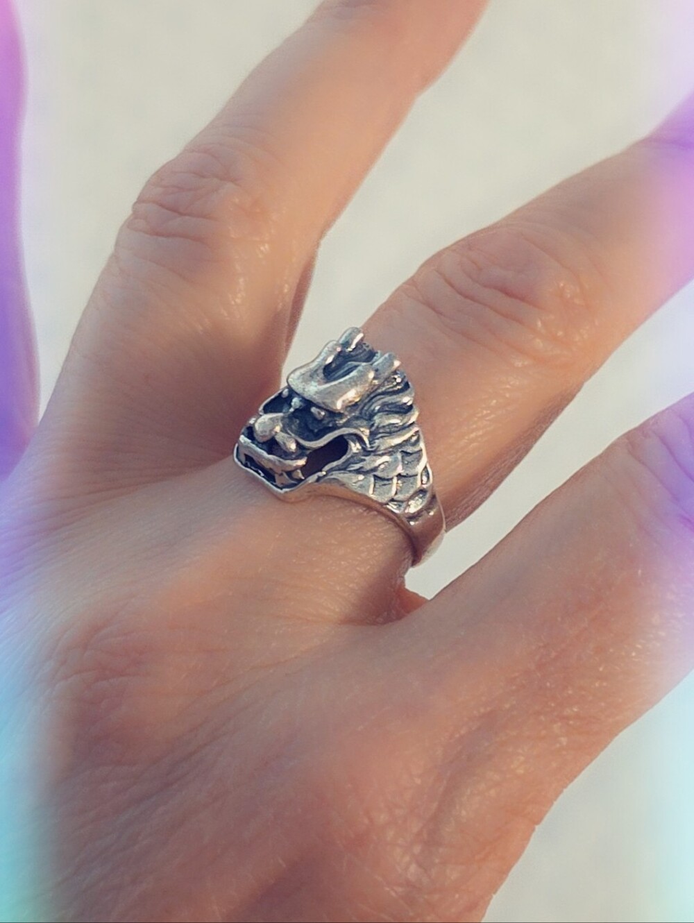 Estate Dragon Ring Sterling Silver 925